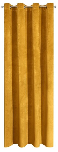 Dekorstudio Zamatový záves RIA na dekoračných krúžkoch 140x250cm - horčicový