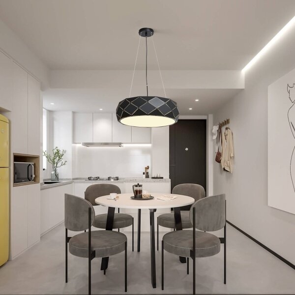 Luster na lanku REUS 3xE27/40W/230V, priemer 47 cm, čierny