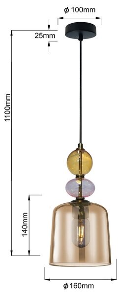Luster na lanku TROPEA 1xE27/15W/230V čierna/dymová béžová/ružová