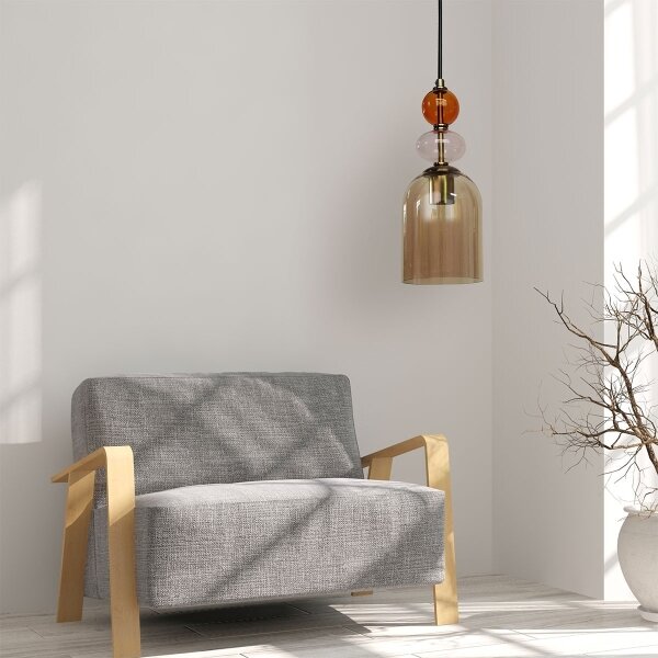 Luster na lanku TROPEA 1xE27/15W/230V čierna/dymovočervená/béžová