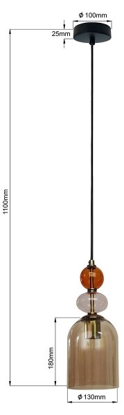 Luster na lanku TROPEA 1xE27/15W/230V čierna/dymovočervená/béžová