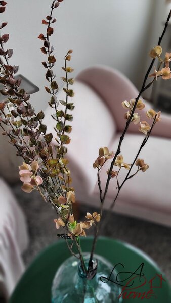 Dekorácia umelá vetvička s kvetmi Berry Spray pink - 84 cm - Ostatní