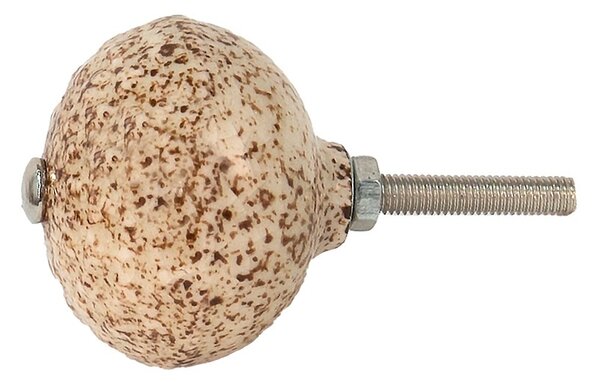 Béžovo-hnedá keramická úchytka s mramorovaním - Ø 4*4cm - Clayre & Eef