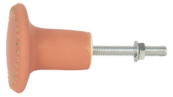 Oranžová keramická úchytka zo zlatými bodkami Dria - Ø 4*3 cm - Clayre & Eef
