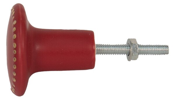 Červená keramická úchytka zo zlatými bodkami Dria - Ø 4*3 cm - Clayre & Eef