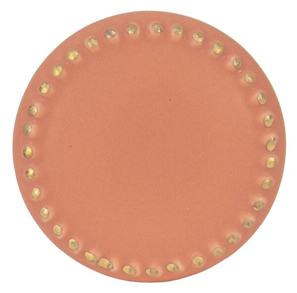 Oranžová keramická úchytka zo zlatými bodkami Dria - Ø 4*3 cm - Clayre & Eef