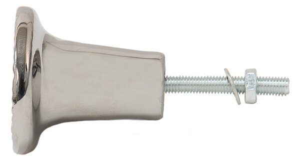 Strieborná okrúhla keramická úchytka s ryhovaným zdobením Ratiel - Ø 4*3 cm - Clayre & Eef