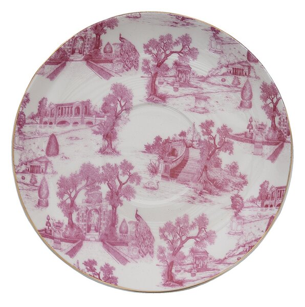 Bielo-ružová porcelánová šálka s tanierikom - Ø 10*6 / Ø 15*2 cm / 250 ml - Clayre & Eef