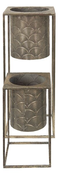 2ks bronzové antik kvetináče na nohách Fane - 25*25*62 cm / 20*20*34 cm - Clayre & Eef
