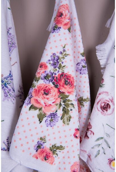 Kuchynský froté uterák s ružami Dotty Rose - 40*66 cm - Clayre & Eef
