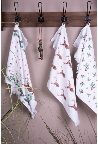 Froté kuchynský uterák s jeleňami Cosy Lodge I - 40*66 cm - Clayre & Eef