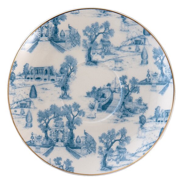 Bielo-modrá porcelánová šálka s tanierikom - Ø 10*6 / Ø 15*2 cm / 250 ml - Clayre & Eef