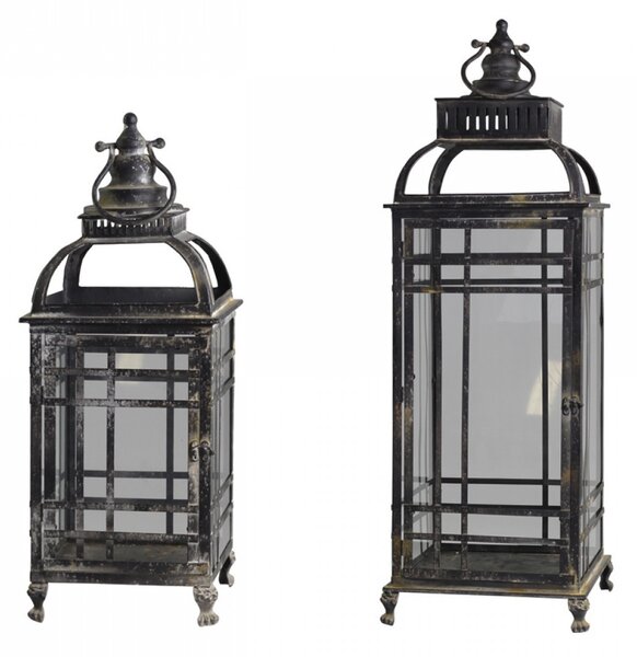 Granitová antik kovová lampáš na nôžkach Viré s patinou - 33*33*100cm - Chic Antique