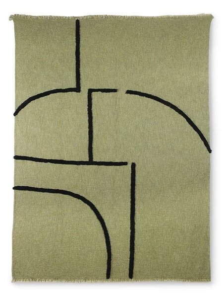 Zelený pléd /prehoz so strapcami Tufted lines - 130*170 cm - HKLIVING