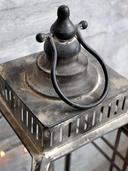 Granitová antik kovová lampáš na nôžkach Viré s patinou - 33*33*100cm - Chic Antique