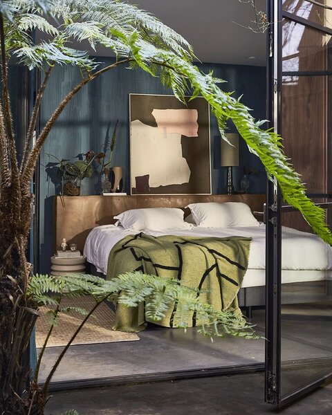 Zelený pléd /prehoz so strapcami Tufted lines - 130*170 cm - HKLIVING