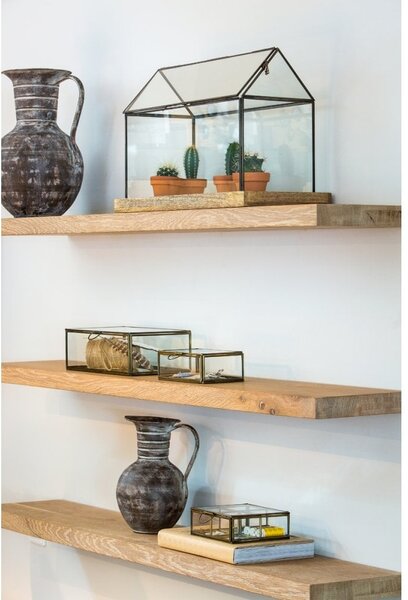 Sklenená šperkovnica s mosadzným antik lemom Alexandra antique - 14*14*5,5 cm - Light & Living