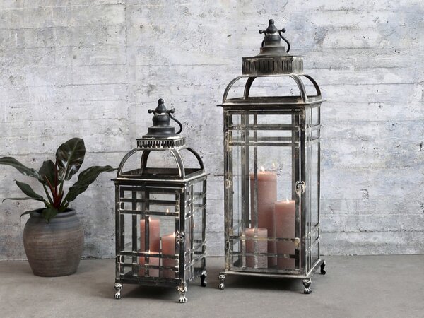 Granitová antik kovová lampáš na nôžkach Viré s patinou - 33*33*100cm - Chic Antique