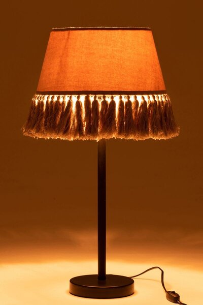 Stolová lampa s béžovým tienidlom so strapcami Solange - Ø 30*55 cm/ E27/ 40W - J-Line by Jolipa
