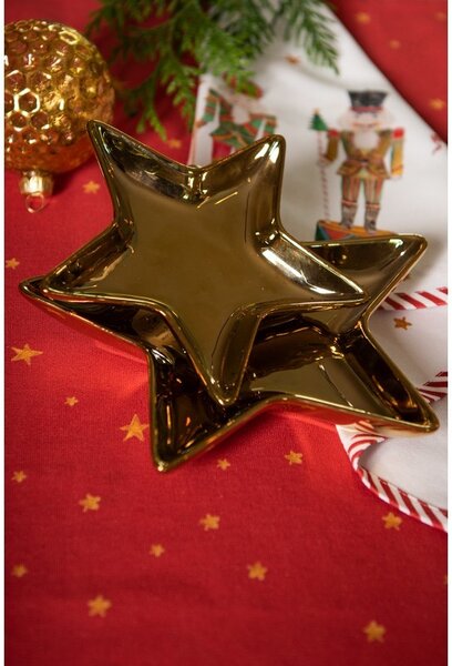 Zlatá keramická miska v tvare hviezdy Gold Star - 20 * 19 * 2 cm - Clayre & Eef