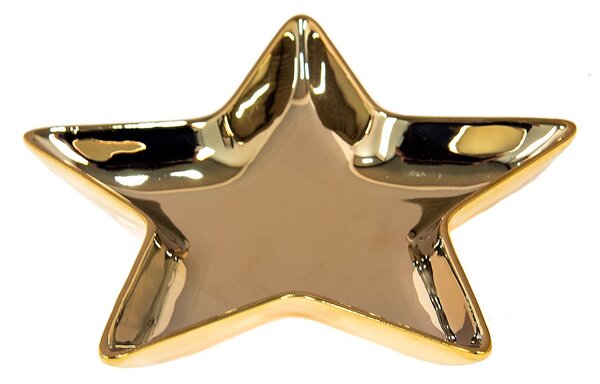 Zlatá keramická miska v tvare hviezdy Gold Star - 20 * 19 * 2 cm - Clayre & Eef
