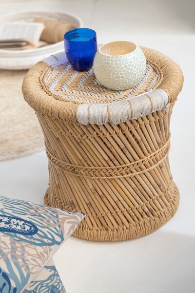 Prírodný bambusový odkladací stolík Stool Bamboo - Ø40*41cm - J-Line by Jolipa