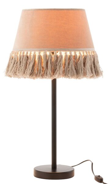 Stolová lampa s béžovým tienidlom so strapcami Solange - Ø 30*55 cm/ E27/ 40W - J-Line by Jolipa