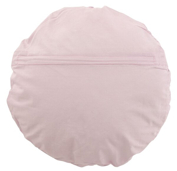 Ružový bavlnený okrúhly vankúš s čipkou Lace pink - Ø 39*12cm - J-Line by Jolipa