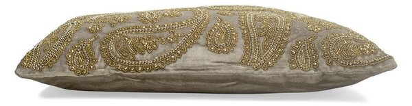 Béžový zamatový vankúš s ornamentmi Paisley beige - 45*15*35cm - Mars & More