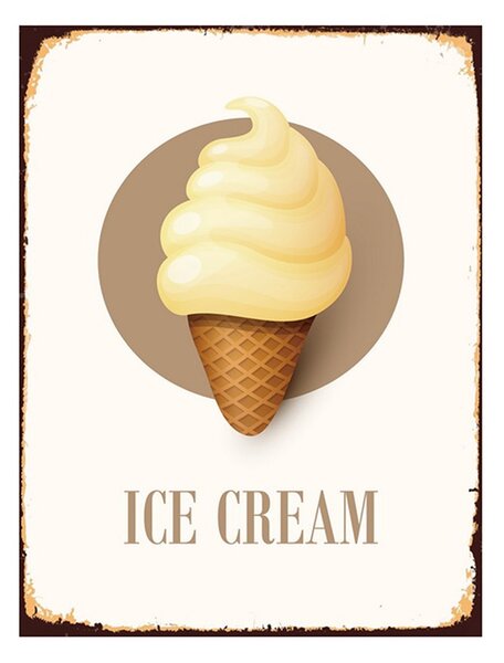Biela antik nástenná kovová ceduľa Ice Cream - 25*1*33 cm - Clayre & Eef