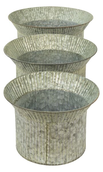 3ks šedý antik dekoračný obal na kvetináč - Ø 40*23 / Ø 34*21 / Ø 28*19 cm - Clayre & Eef