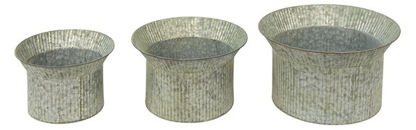 3ks šedý antik dekoračný obal na kvetináč - Ø 40*23 / Ø 34*21 / Ø 28*19 cm - Clayre & Eef