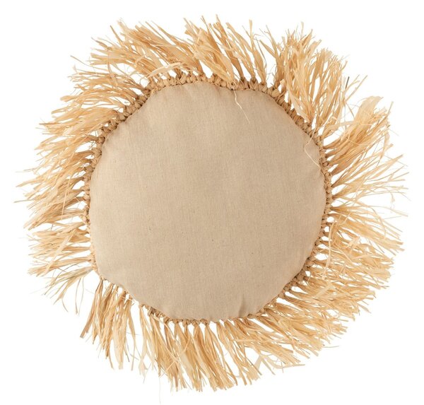 Dekoračný okrúhly vankúšik z prírodnej trávy Raffia natural - 45*15*45 cm - J-Line by Jolipa