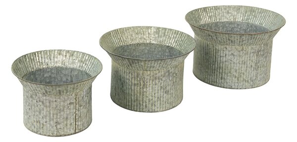 3ks šedý antik dekoračný obal na kvetináč - Ø 40*23 / Ø 34*21 / Ø 28*19 cm - Clayre & Eef