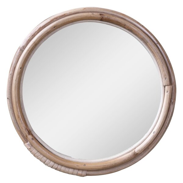 Hnedé antik okrúhle nástenné zrkadlo s bambusovým rámom Bamboo - Ø 24*2 cm - Chic Antique