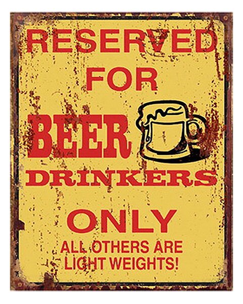 Žltá nástenná kovová ceduľa Beer - 20*1*25 cm - Clayre & Eef