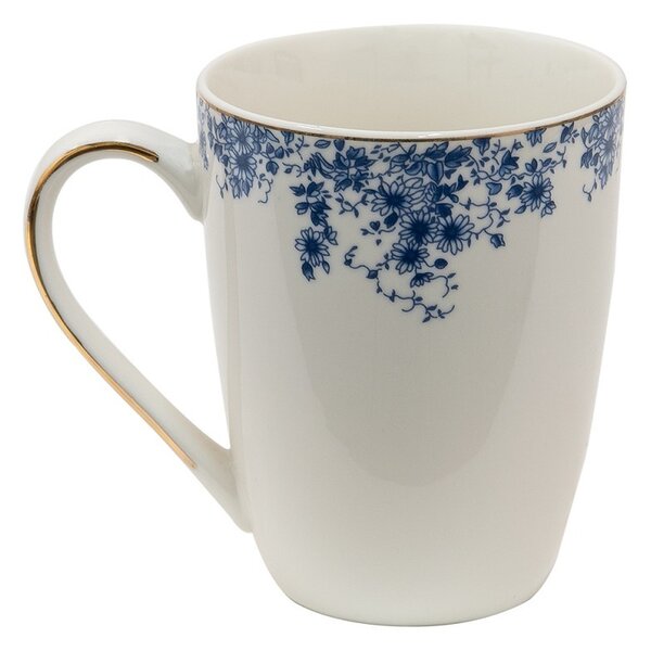 Porcelánový hrnček s modrými kvety Blue Flowers - Blue Flowers - 12*9*11 cm / 330ml - Clayre & Eef