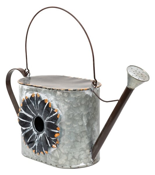 Dekoračná plechová vtáčia búdka v tvare kanvy - 48*20*28/40 cm - Clayre & Eef