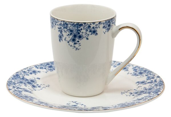 Porcelánový hrnček s modrými kvety Blue Flowers - Blue Flowers - 12*9*11 cm / 330ml - Clayre & Eef