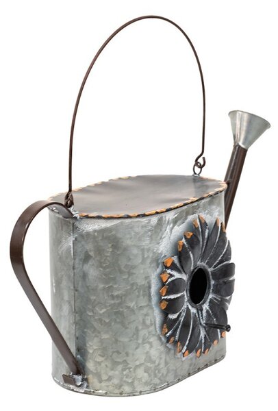 Dekoračná plechová vtáčia búdka v tvare kanvy - 48*20*28/40 cm - Clayre & Eef