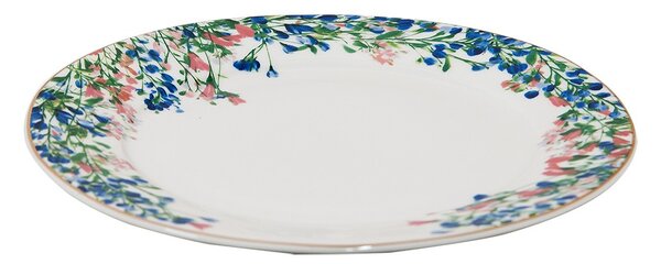Porcelánový dezertný tanier s kvetmi Floweries - Ø 21*2 cm - Clayre & Eef
