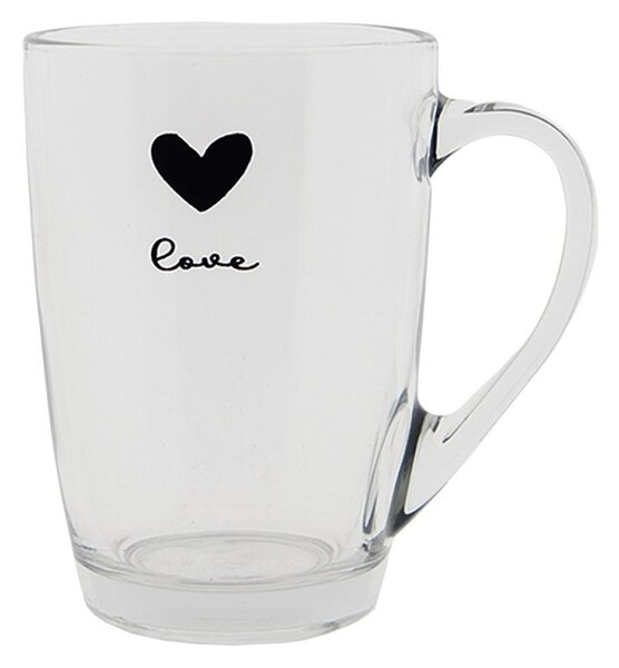 Pohárik so srdiečkom Love Birds - Ø 8*9 cm / 300 ml - Clayre & Eef
