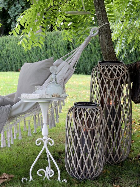 Krémové antik dekoračné závesné kŕmidlo pre vtáčiky - 25*43cm - Chic Antique