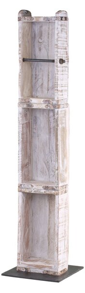 Drevený biely antik stojan na toaletný papier Brick Moulds - 14*8*82 cm - Chic Antique