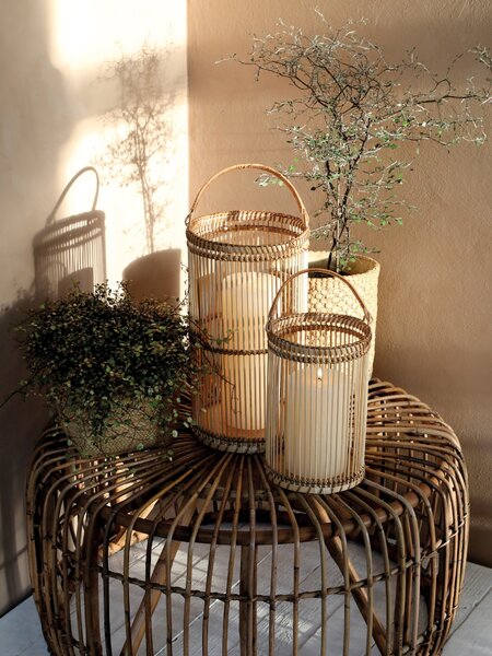 Prírodný drevený lampáš Bamboo - Ø16*25cm - Chic Antique