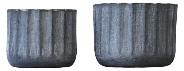 2ks dekoračný plechový zinkový antik obal na kvetináč - Ø 10*8 cm - Chic Antique