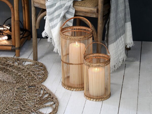 Prírodný drevený lampáš Bamboo - Ø16*25cm - Chic Antique