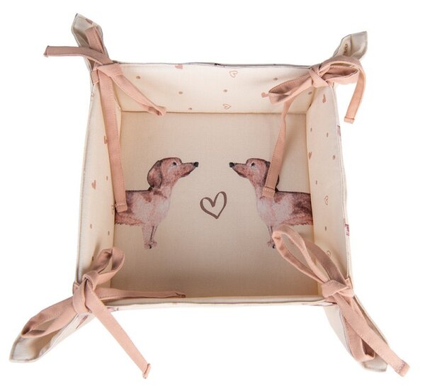 Textilné košíček na pečivo Dachshund Love - 35 * 35 * 8 cm - Clayre & Eef