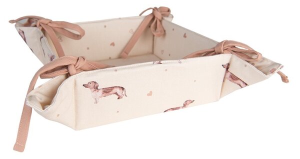 Textilné košíček na pečivo Dachshund Love - 35 * 35 * 8 cm - Clayre & Eef