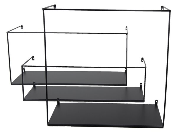 Set 3ks čierna antik nástenná polička - 55*20*25 / 50*16*15 / 40*18*40 cm - Clayre & Eef